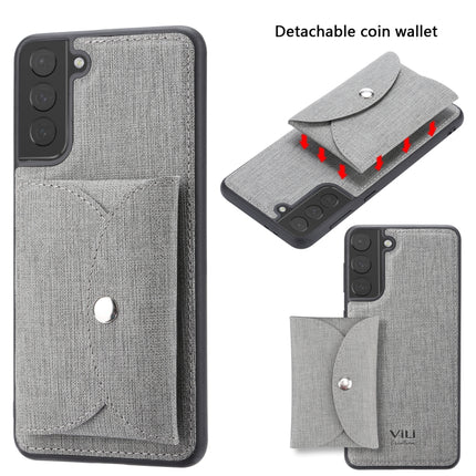 For Samsung Galaxy S21 5G ViLi T Series TPU + PU Woven Fabric Magnetic Protective Case with Wallet(Grey)-garmade.com