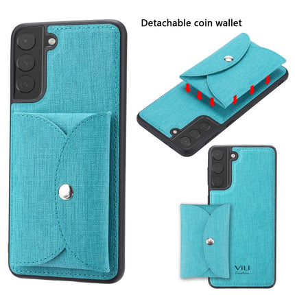 For Samsung Galaxy S21 5G ViLi T Series TPU + PU Woven Fabric Magnetic Protective Case with Wallet(Blue)-garmade.com
