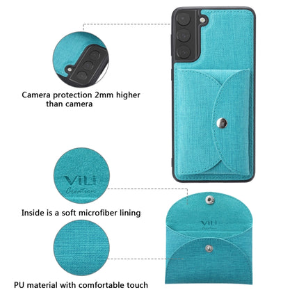For Samsung Galaxy S21 5G ViLi T Series TPU + PU Woven Fabric Magnetic Protective Case with Wallet(Blue)-garmade.com