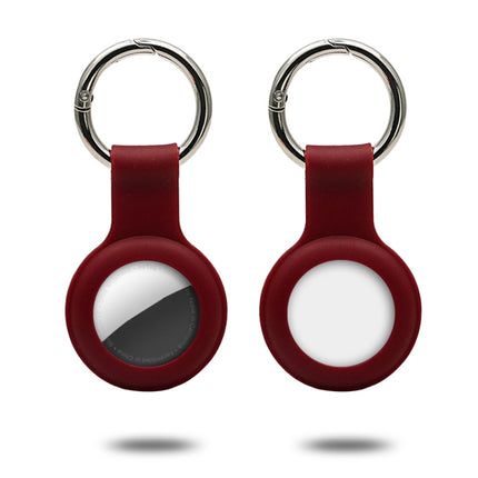 Silicone Case with Keychain Ring for AirTag(Wine Red)-garmade.com