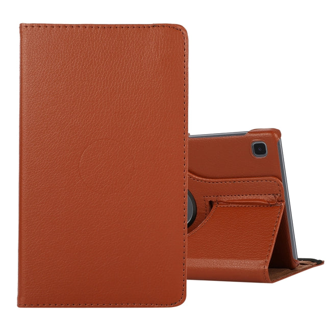 For Samsung Galaxy A7 Lite T220 360 Degree Rotation Litchi Texture Flip Leather Case with Holder(Brown)-garmade.com