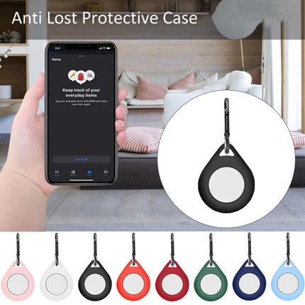 Shockproof Anti-scratch Silicone Protective Case Cover with Hang Loop For AirTag, Shape:Water Drop(Midnight Blue)-garmade.com