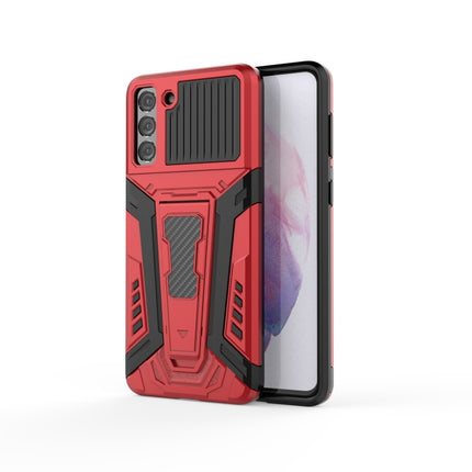 For Samsung Galaxy S21+ 5G War Chariot Series Armor All-inclusive Shockproof PC + TPU Protective Case with Invisible Holder(Red)-garmade.com