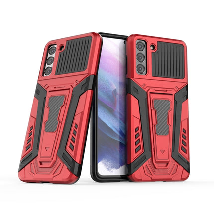 For Samsung Galaxy S21+ 5G War Chariot Series Armor All-inclusive Shockproof PC + TPU Protective Case with Invisible Holder(Red)-garmade.com