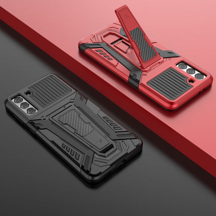 For Samsung Galaxy S21+ 5G War Chariot Series Armor All-inclusive Shockproof PC + TPU Protective Case with Invisible Holder(Red)-garmade.com