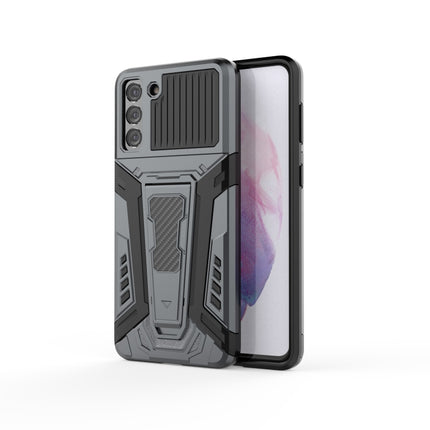 For Samsung Galaxy S21+ 5G War Chariot Series Armor All-inclusive Shockproof PC + TPU Protective Case with Invisible Holder(Grey)-garmade.com