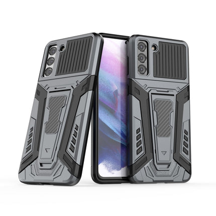 For Samsung Galaxy S21+ 5G War Chariot Series Armor All-inclusive Shockproof PC + TPU Protective Case with Invisible Holder(Grey)-garmade.com