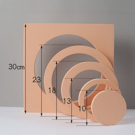 Round Combo Kits Geometric Cube Solid Color Photography Photo Background Table Shooting Foam Props(Flesh Color)-garmade.com
