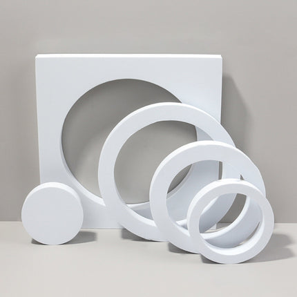 Round Combo Kits Geometric Cube Solid Color Photography Photo Background Table Shooting Foam Props(White)-garmade.com