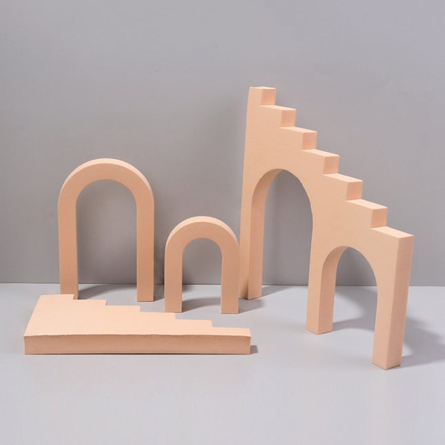 Ladder Combo Kits Geometric Cube Solid Color Photography Photo Background Table Shooting Foam Props(Flesh Color)-garmade.com