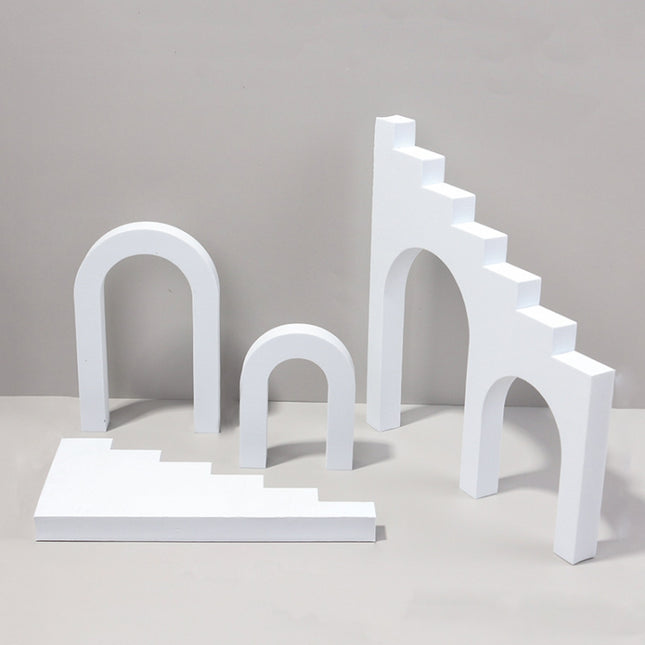 Ladder Combo Kits Geometric Cube Solid Color Photography Photo Background Table Shooting Foam Props(White)-garmade.com