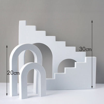 Ladder Combo Kits Geometric Cube Solid Color Photography Photo Background Table Shooting Foam Props(White)-garmade.com