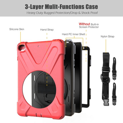 Shockproof Colorful Silicone + PC Protective Case with Holder & Shoulder Strap & Hand Strap For iPad Mini 4 / Mini (2019)(Red)-garmade.com
