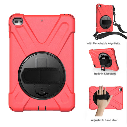 Shockproof Colorful Silicone + PC Protective Case with Holder & Shoulder Strap & Hand Strap For iPad Mini 4 / Mini (2019)(Red)-garmade.com
