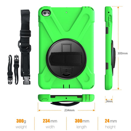 Shockproof Colorful Silicone + PC Protective Case with Holder & Shoulder Strap & Hand Strap For iPad Mini 4 / Mini (2019)(Green)-garmade.com