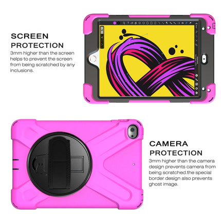 Shockproof Colorful Silicone + PC Protective Case with Holder & Shoulder Strap & Hand Strap For iPad Mini 4 / Mini (2019)(Rose Red)-garmade.com