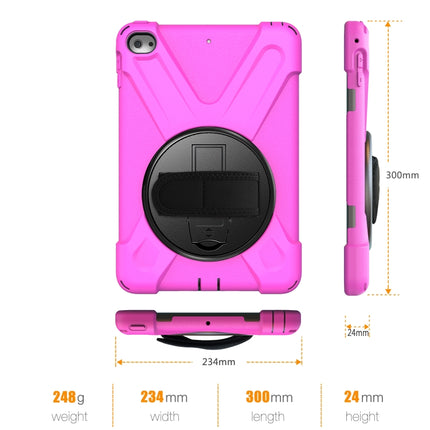 Shockproof Colorful Silicone + PC Protective Case with Holder & Shoulder Strap & Hand Strap For iPad Mini 4 / Mini (2019)(Rose Red)-garmade.com