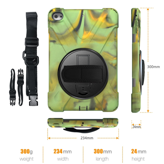 Shockproof Colorful Silicone + PC Protective Case with Holder & Shoulder Strap & Hand Strap For iPad Mini 4 / Mini (2019)(Camouflage)-garmade.com