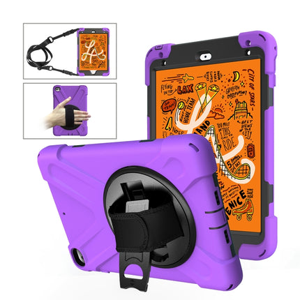 Shockproof Colorful Silicone + PC Protective Case with Holder & Shoulder Strap & Hand Strap For iPad Mini 4 / Mini (2019)(Purple)-garmade.com