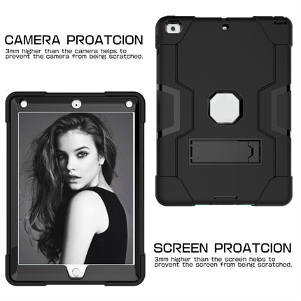 Contrast Color Robot Shockproof Silicone + PC Protective Case with Holder For iPad 9.7 (2017) / (2018)(Black)-garmade.com