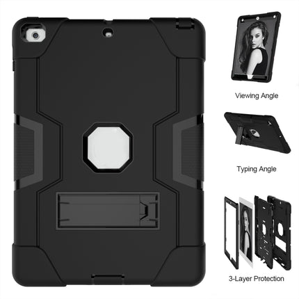 Contrast Color Robot Shockproof Silicone + PC Protective Case with Holder For iPad 9.7 (2017) / (2018)(Black)-garmade.com