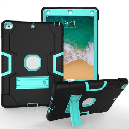 Contrast Color Robot Shockproof Silicone + PC Protective Case with Holder For iPad 9.7 (2017) / (2018)(Black + Mint Green)-garmade.com