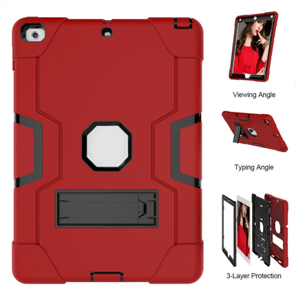 Contrast Color Robot Shockproof Silicone + PC Protective Case with Holder For iPad 9.7 (2017) / (2018)(Red + Black)-garmade.com