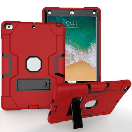 Contrast Color Robot Shockproof Silicone + PC Protective Case with Holder For iPad 9.7 (2017) / (2018)(Red + Black)-garmade.com