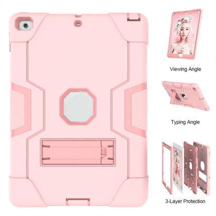 Contrast Color Robot Shockproof Silicone + PC Protective Case with Holder For iPad 9.7 (2017) / (2018)(Rose Gold)-garmade.com