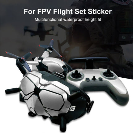 FPV-TZ-SF 4 in 1 Waterproof Anti-Scratch Decal Skin Wrap Stickers Personalized Film Kits for DJI FPV Drone & Goggles V2 & Remote Control & Rocker(Fluorescent Blue)-garmade.com
