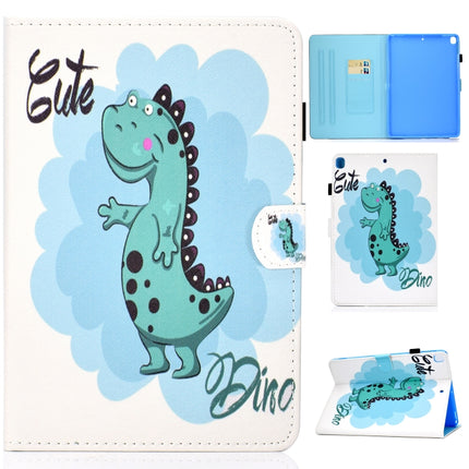 For iPad 10.2 2021 / 2020 / 2019 Colored Drawing Horizontal Flip Leather Case with Holder & Card Slots & Pen Slot & Sleep / Wake-up Function(Dinosaur)-garmade.com