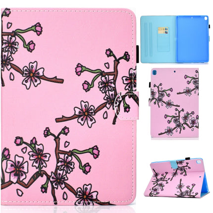 For iPad 10.2 2021 / 2020 / 2019 Colored Drawing Horizontal Flip Leather Case with Holder & Card Slots & Pen Slot & Sleep / Wake-up Function(Plum Blossom)-garmade.com