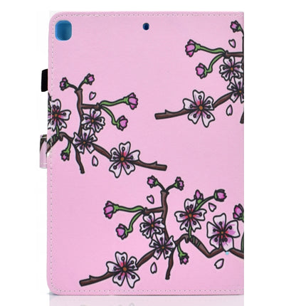 For iPad 10.2 2021 / 2020 / 2019 Colored Drawing Horizontal Flip Leather Case with Holder & Card Slots & Pen Slot & Sleep / Wake-up Function(Plum Blossom)-garmade.com