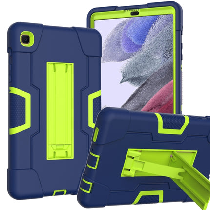 For Samsung Galaxy Tab A7 Lite T225 Contrast Color Robot Shockproof Silicone + PC Protective Case with Holder(Navy Blue + Yellow Green)-garmade.com