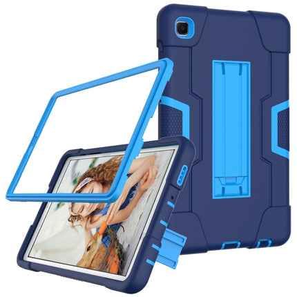 For Samsung Galaxy Tab A7 Lite T225 Contrast Color Robot Shockproof Silicone + PC Protective Case with Holder(Navy Blue + Blue)-garmade.com