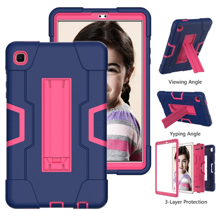 For Samsung Galaxy Tab A7 Lite T225 Contrast Color Robot Shockproof Silicone + PC Protective Case with Holder(Navy Blue + Rose Red)-garmade.com
