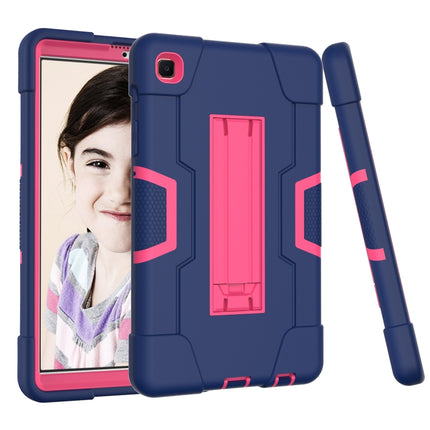 For Samsung Galaxy Tab A7 Lite T225 Contrast Color Robot Shockproof Silicone + PC Protective Case with Holder(Navy Blue + Rose Red)-garmade.com