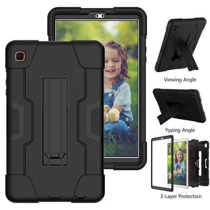 For Samsung Galaxy Tab A7 Lite T225 Contrast Color Robot Shockproof Silicone + PC Protective Case with Holder(Black)-garmade.com