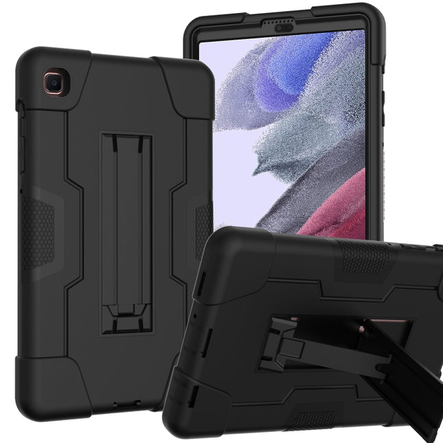For Samsung Galaxy Tab A7 Lite T225 Contrast Color Robot Shockproof Silicone + PC Protective Case with Holder(Black)-garmade.com