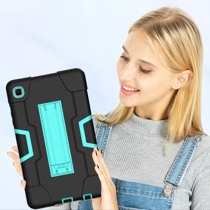 For Samsung Galaxy Tab A7 Lite T225 Contrast Color Robot Shockproof Silicone + PC Protective Case with Holder(Black + Mint Green)-garmade.com
