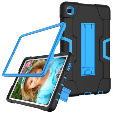 For Samsung Galaxy Tab A7 Lite T225 Contrast Color Robot Shockproof Silicone + PC Protective Case with Holder(Black + Blue)-garmade.com