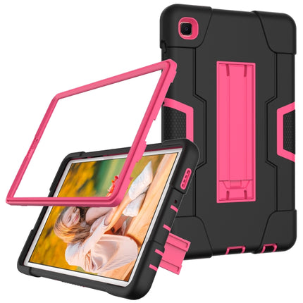 For Samsung Galaxy Tab A7 Lite T225 Contrast Color Robot Shockproof Silicone + PC Protective Case with Holder(Black + Rose Red)-garmade.com