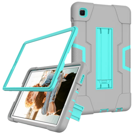 For Samsung Galaxy Tab A7 Lite T225 Contrast Color Robot Shockproof Silicone + PC Protective Case with Holder(Grey + Mint Green)-garmade.com