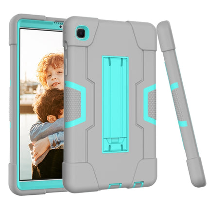For Samsung Galaxy Tab A7 Lite T225 Contrast Color Robot Shockproof Silicone + PC Protective Case with Holder(Grey + Mint Green)-garmade.com