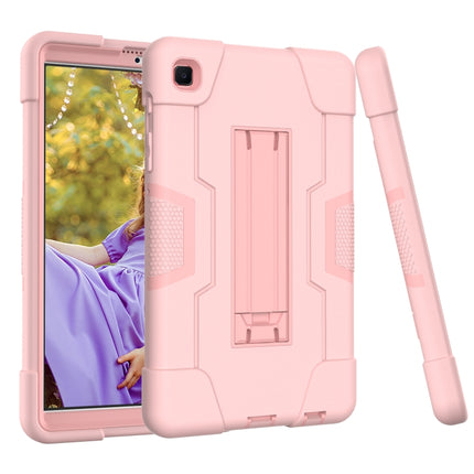 For Samsung Galaxy Tab A7 Lite T225 Contrast Color Robot Shockproof Silicone + PC Protective Case with Holder(Rose Gold)-garmade.com