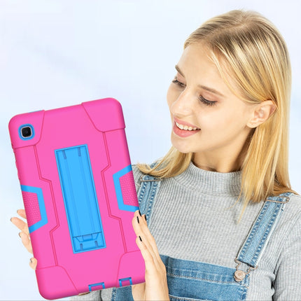 For Samsung Galaxy Tab A7 Lite T225 Contrast Color Robot Shockproof Silicone + PC Protective Case with Holder(Rose Red + Blue)-garmade.com