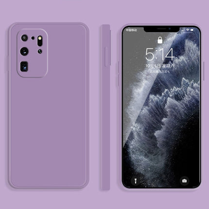 For Samsung Galaxy S20 Ultra Solid Color Imitation Liquid Silicone Straight Edge Dropproof Full Coverage Protective Case(Purple)-garmade.com