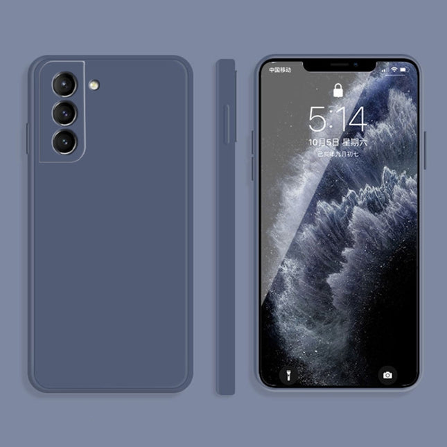 For Samsung Galaxy S21 5G Solid Color Imitation Liquid Silicone Straight Edge Dropproof Full Coverage Protective Case(Grey)-garmade.com