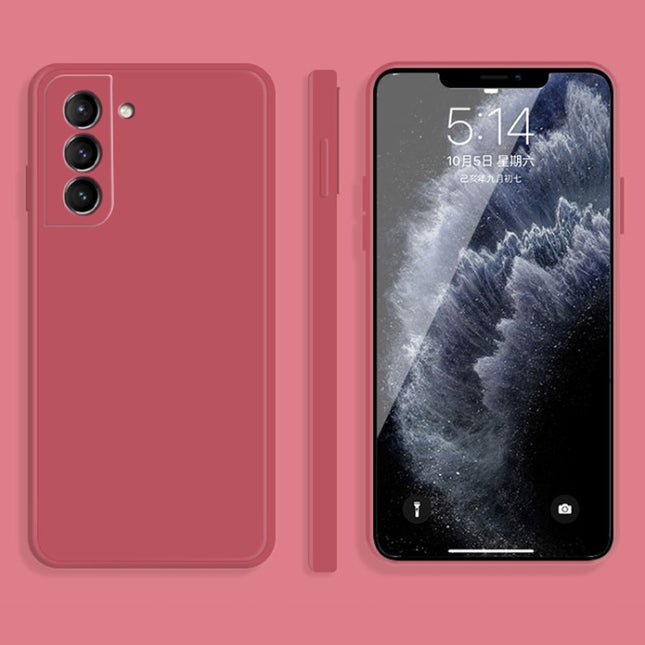 For Samsung Galaxy S21 5G Solid Color Imitation Liquid Silicone Straight Edge Dropproof Full Coverage Protective Case(Red)-garmade.com