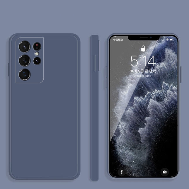 For Samsung Galaxy S21 Ultra 5G Solid Color Imitation Liquid Silicone Straight Edge Dropproof Full Coverage Protective Case(Grey)-garmade.com